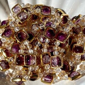 Purple Ice Glass Beaded Bracelets NWOT